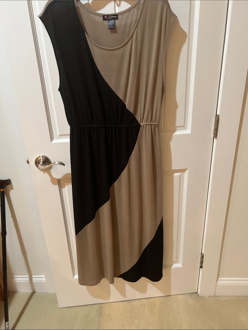Delirious Taupe and Black Colorblock Maxi Dress